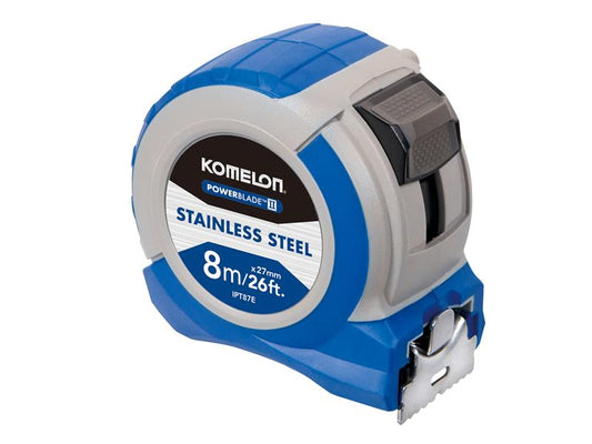 Stainless Steel PowerBlade™ Pocket Tape 8m/26ft (Width 27mm), Komelon