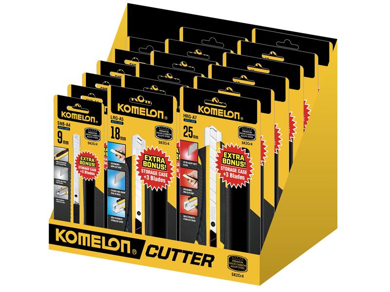 Snap-Off Knife CDU, 18 Piece, Komelon