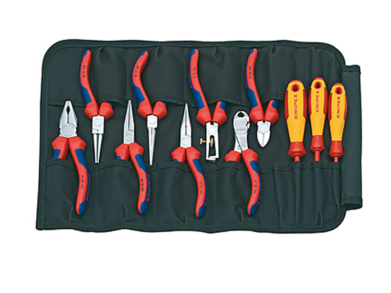 Pliers & Screwdriver Set in Tool Roll, 11 Piece, Knipex