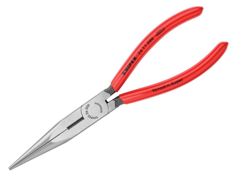 Long Snipe Nose Side Cutting Pliers PVC Grips 200mm (8in), Knipex