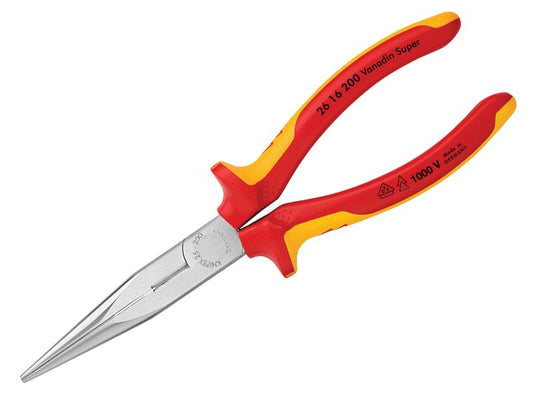 VDE Long Snipe Nose Side Cutting Pliers 200mm, Knipex