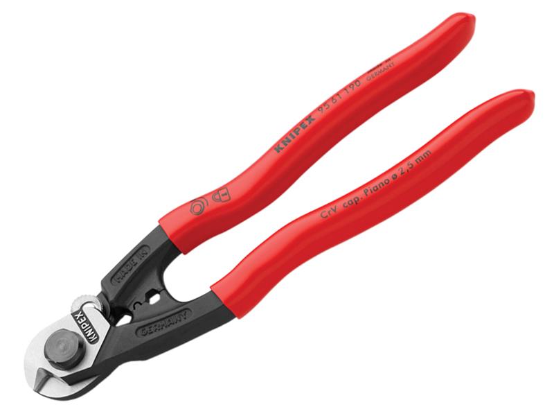 Wire Rope/Bowden Cable Cutter PVC Grip 190mm, Knipex