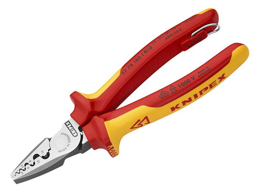 VDE Crimping Pliers with Tether Point 180mm, Knipex