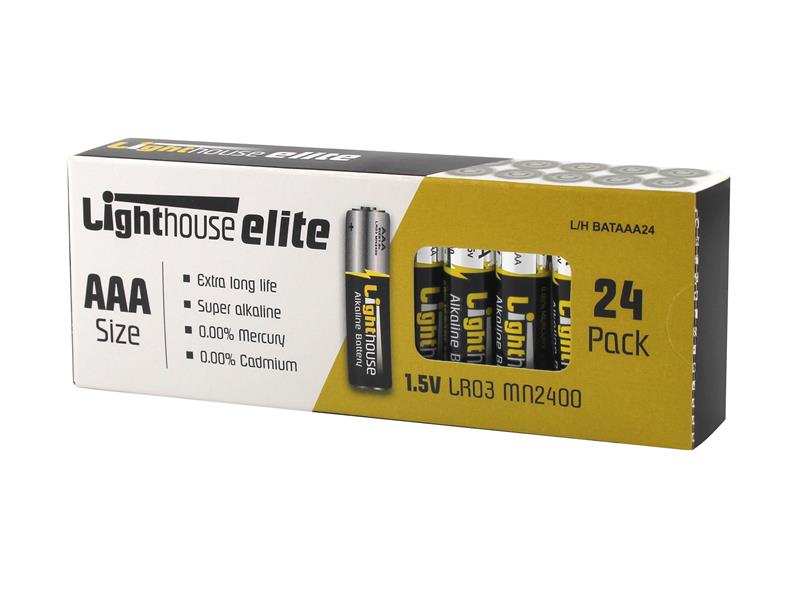 AAA LR03 Alkaline Batteries 1120 mAh (Pack 24), Lighthouse