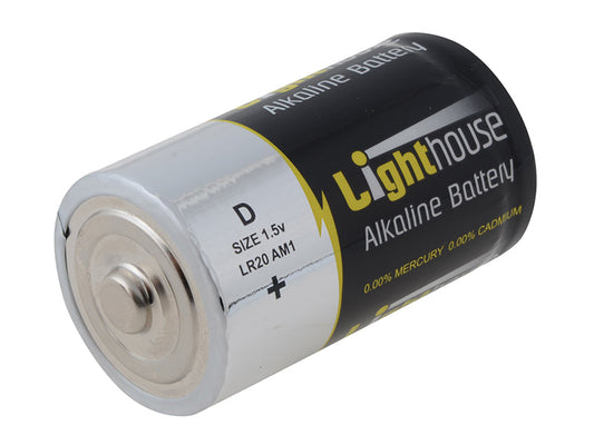 D LR20 Alkaline Batteries 14800 mAh (Pack 2), Lighthouse