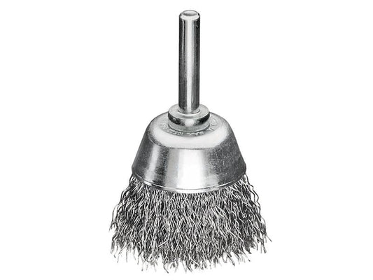 Cup Brush with Shank D50mm x H20mm, 0.30 Steel Wire, Lessmann