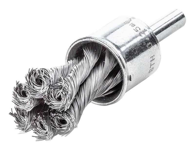 Knot End Brush with Shank 22mm, 0.35 Steel Wire, Lessmann