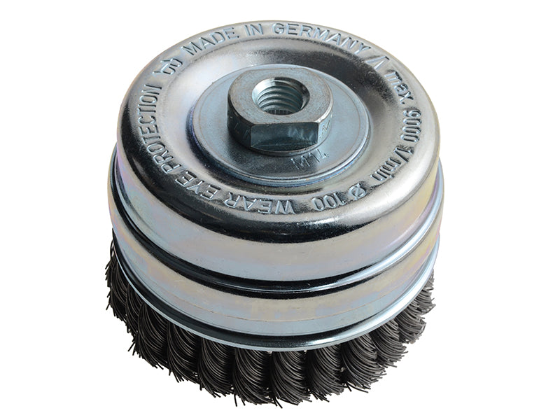 Knot Cup Brush 100mm M14x2.0, 0.50 Steel Wire*, Lessmann