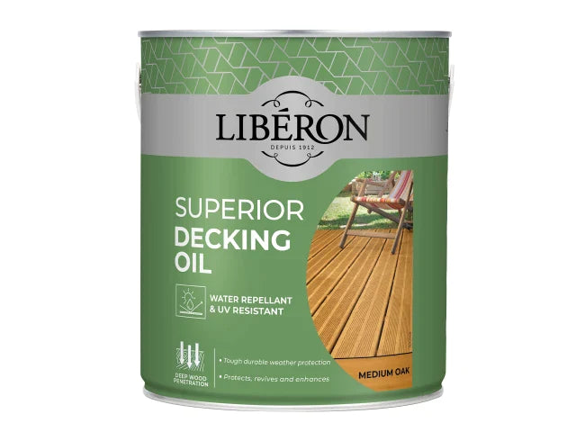 Superior Decking Oil Medium Oak 2.5 litre, Liberon