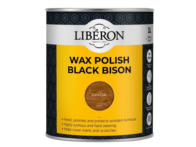 Black Bison Wax Paste Dark Oak 1kg, Liberon