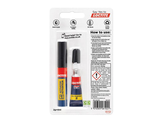 All Plastics Super Glue, Tube 4ml + Pen 2g, Loctite