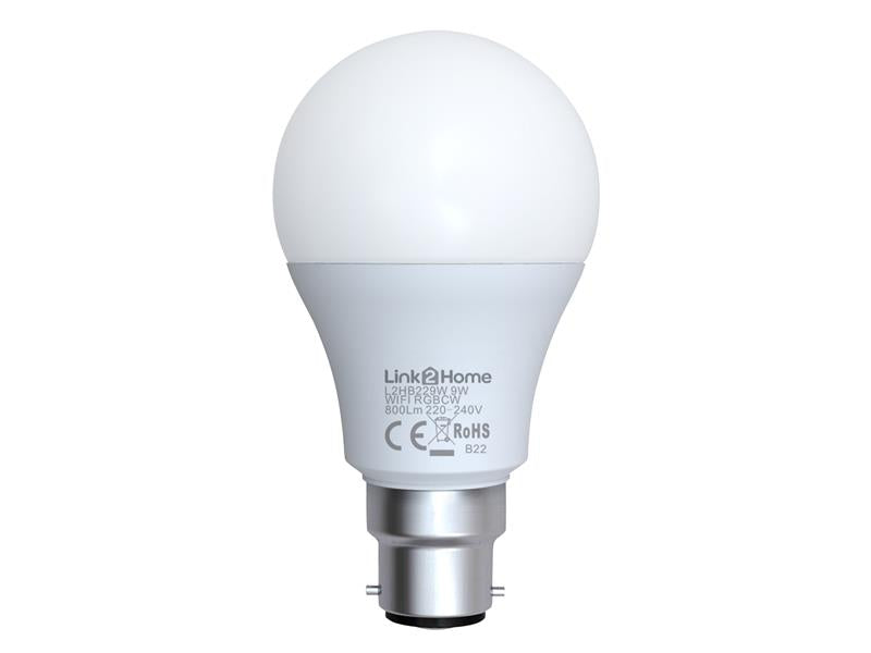 Wi-Fi LED BC (B22) Opal GLS Dimmable Bulb, White + RGB 800 lm 9W, Link2Home