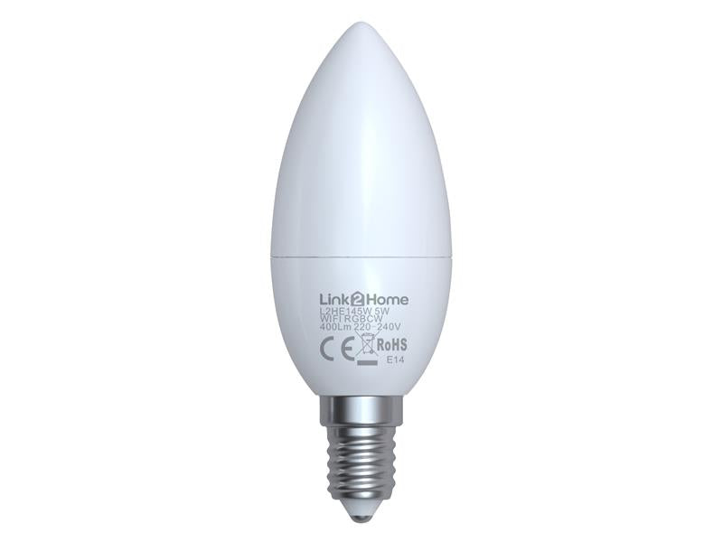 Wi-Fi LED SES (E14) Opal Candle Dimmable Bulb, White + RGB 400 lm 5W, Link2Home