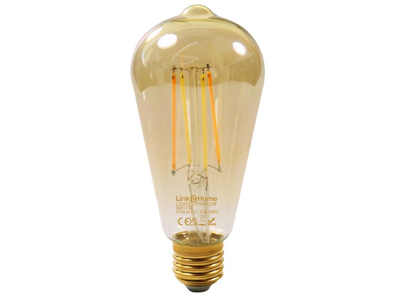 Wi-Fi LED ES (E27) Pear Filament Dimmable Bulb, White 470 lm 4.5W, Link2Home