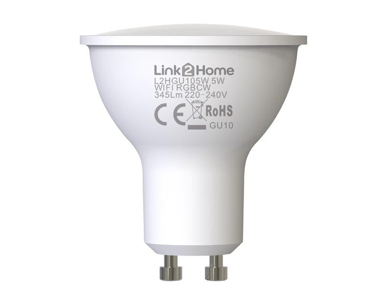 Wi-Fi LED GU10 Dimmable Bulb, White + RGB 345 lm 5W, Link2Home