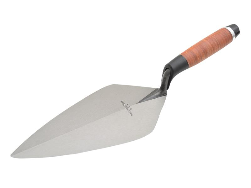 34L Wide London Pattern Brick Trowel Leather Handle 12in, Marshalltown