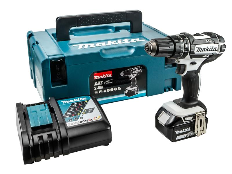 DHP482T1JW LXT Black & White Combi Drill 18V 1 x 5.0Ah Li-ion, Makita