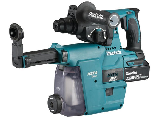 DHR242RTJW SDS Plus BL Hammer Drill + Extractor 18V 2 x 5.0Ah Li-ion, Makita