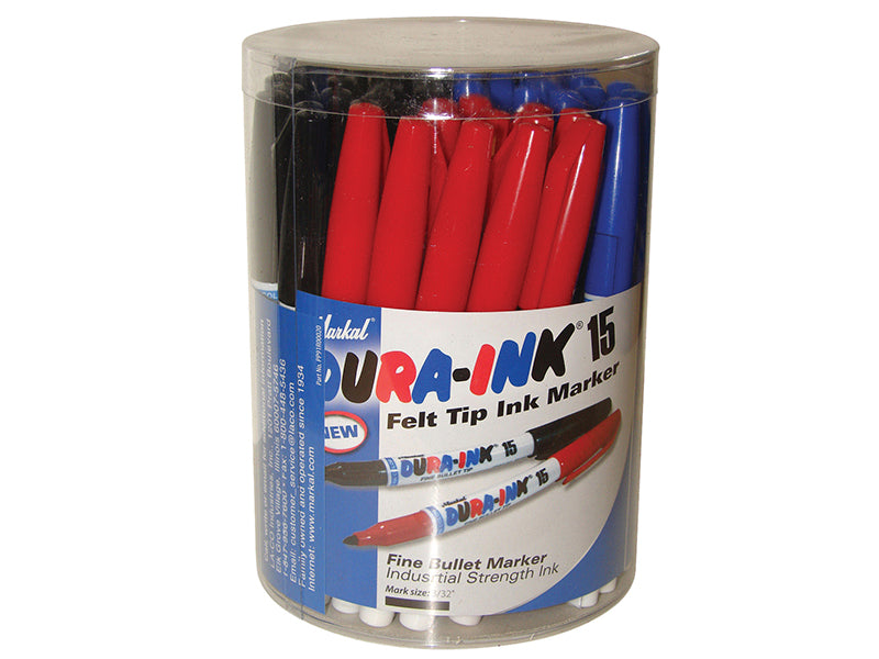 DURA-INK® 15 Fine Tip Marker Mixed Colours (Tub 48), Markal