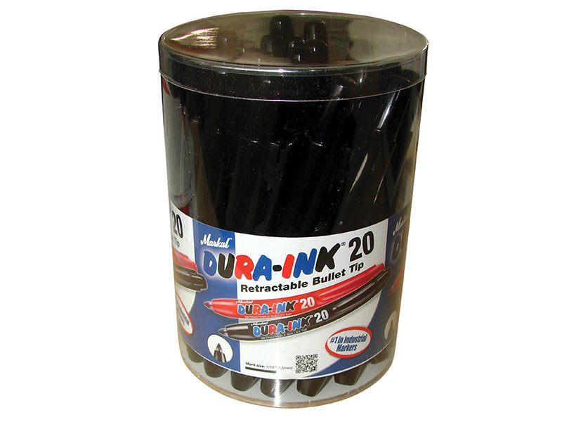 DURA-INK® 20 Retractable Marker - Black (Tub 24), Markal