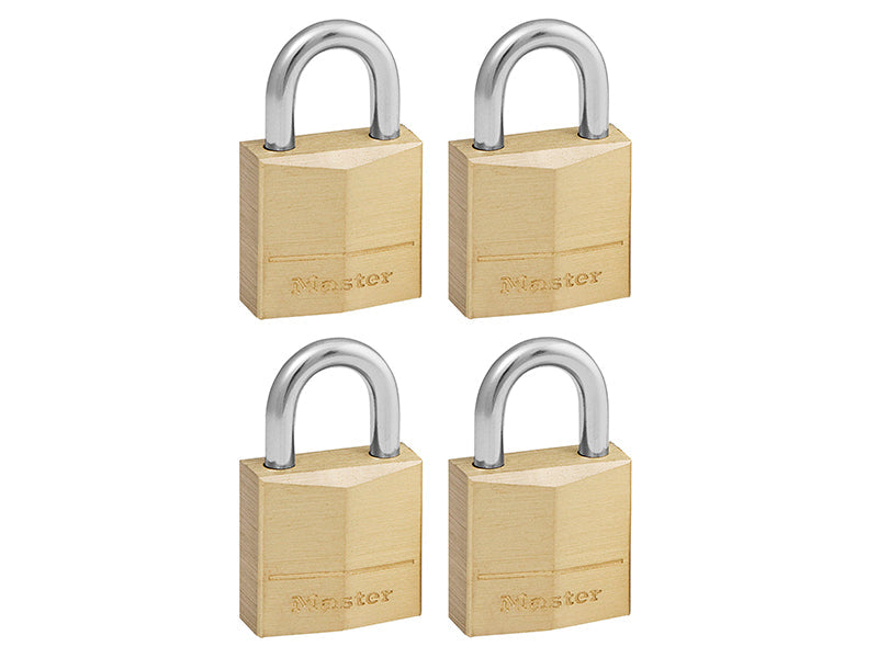 Solid Brass 20mm Padlock 3-Pin - Keyed Alike x 4, Master Lock