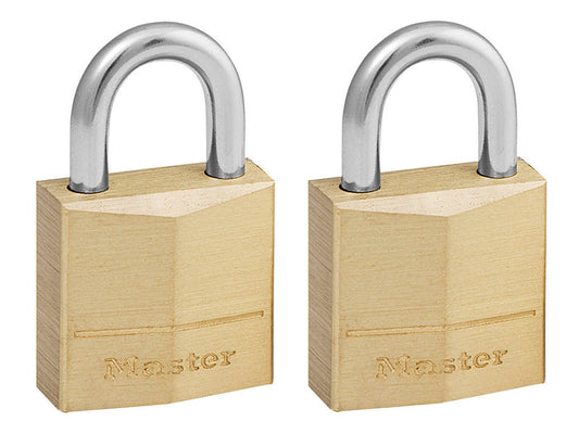 Solid Brass 20mm Padlock 3-Pin - Keyed Alike x 2, Master Lock