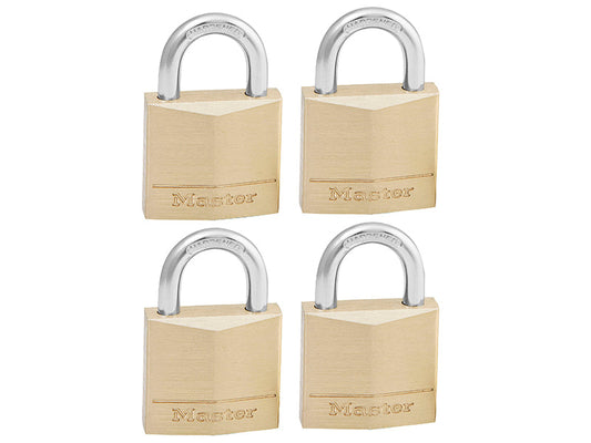 Solid Brass 30mm Padlock 4-Pin - Keyed Alike x 4, Master Lock