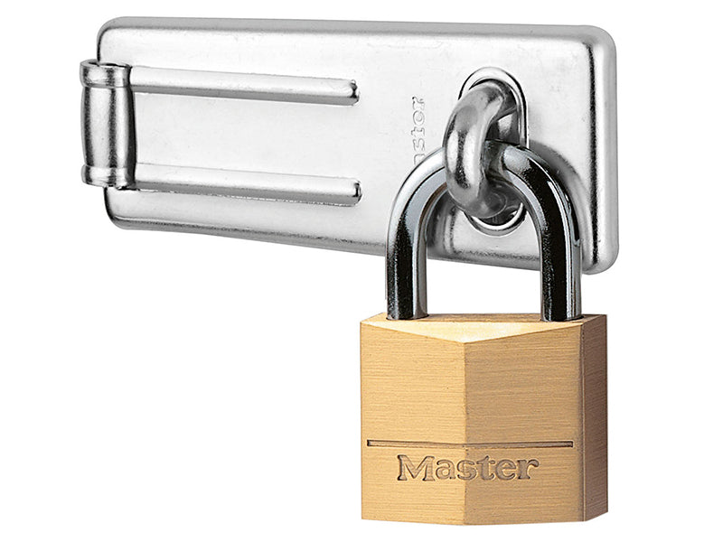 Hasp 89mm + Solid Brass Padlock 40mm, Master Lock