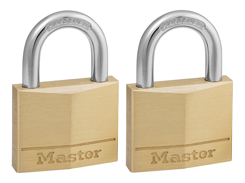 Solid Brass 40mm Padlock 4-Pin - Keyed Alike x 2, Master Lock