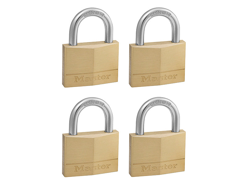 Solid Brass 50mm Padlock 5-Pin - Keyed Alike x 4, Master Lock