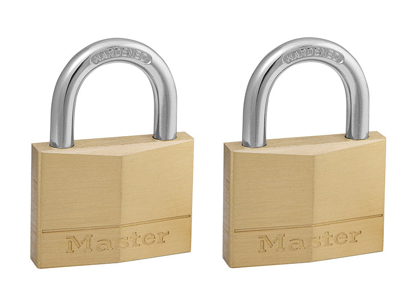 Solid Brass 50mm Padlock 5-Pin - Keyed Alike x 2, Master Lock