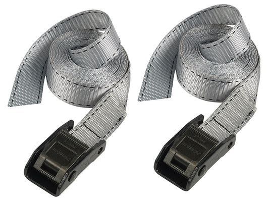 Lashing Strap with Metal Buckle, Grey 2.5m 150kg (Pack 2), Master Lock