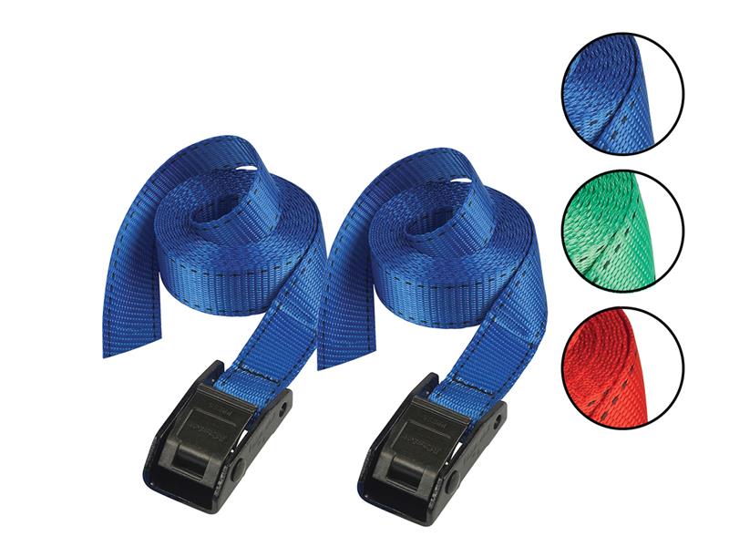 Lashing Strap with Metal Buckle, Coloured 5m 150kg (Pack 2), Master Lock