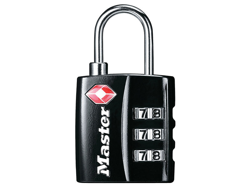 TSA 3-Digit Combination Black Finish 30mm Padlock, Master Lock