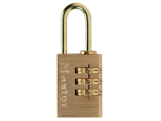 Brass Finish 20mm 3-Digit Combination Padlock, Master Lock