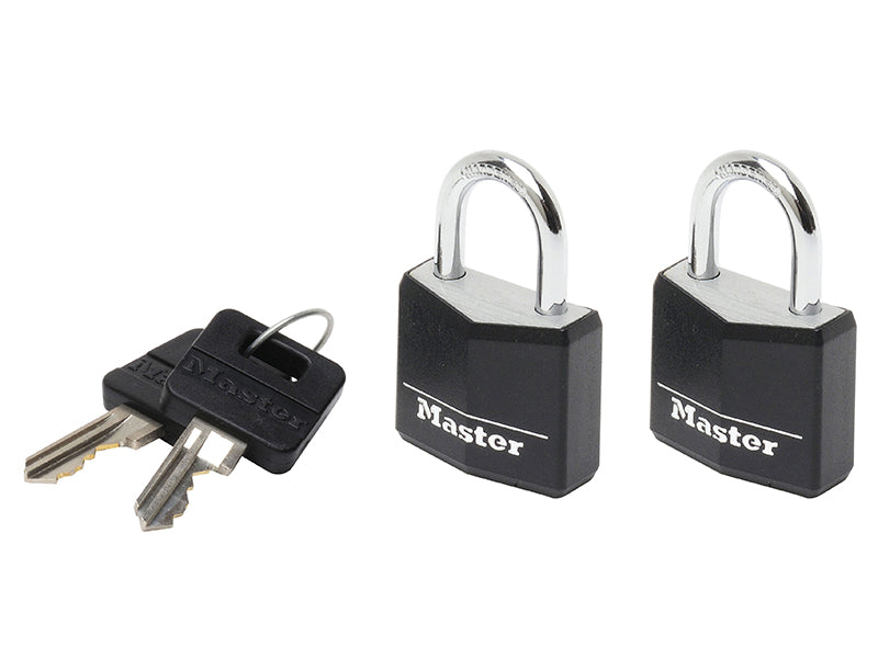 Aluminium Black Vinyl Cover 20mm Padlock 3-Pin - Keyed Alike x 2, Master Lock