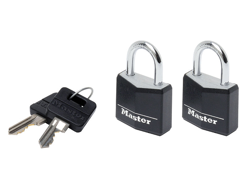 Aluminium Black Vinyl Cover 30mm Padlock 4-Pin - Keyed Alike x 2, Master Lock