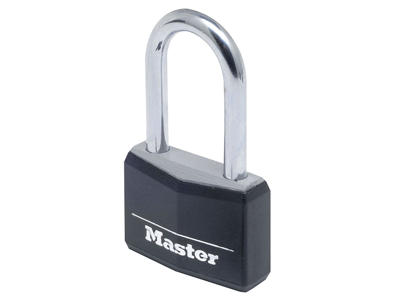 Aluminium Black Vinyl Cover 40mm Padlock 4-Pin - 38mm Shackle, Master Lock