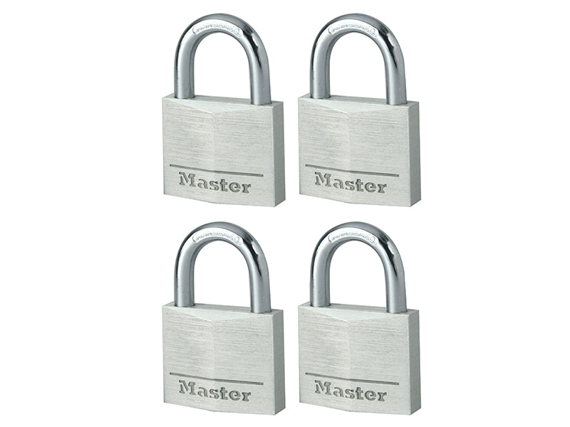 Aluminium 40mm Padlock 4-Pin - Keyed Alike x 4, Master Lock