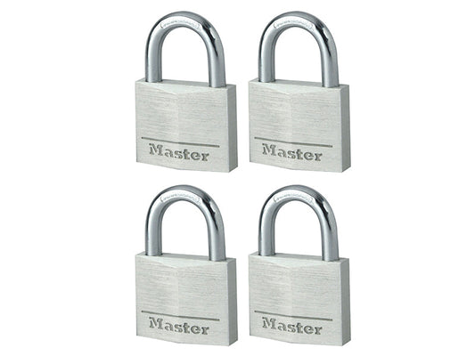 Aluminium 40mm Padlock 4-Pin - Keyed Alike x 4, Master Lock