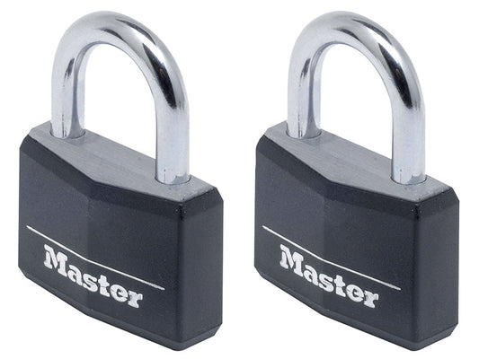 Aluminium Black Vinyl Cover 40mm Padlock 4-Pin - Keyed Alike x 2, Master Lock