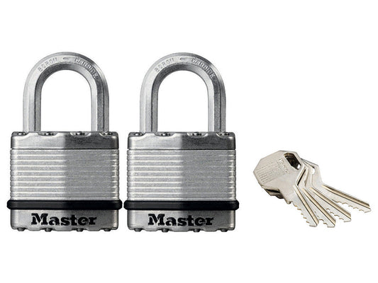 Excell™ Laminated Steel 45mm Padlock - 24mm Shackle - Keyed Alike x 2, Master Lock