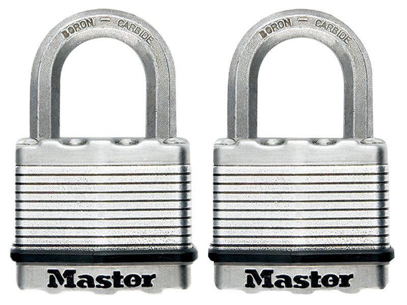 Excell™ Laminated Steel 50mm Padlock - 25mm Shackle - Keyed Alike x 2, Master Lock