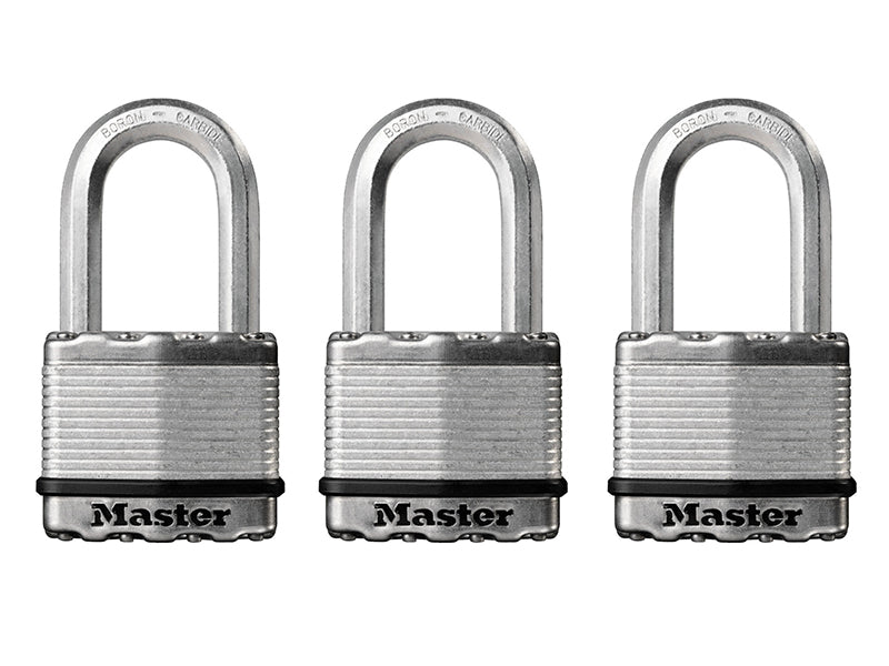 Excell™ Laminated Steel 50mm Padlock - 38mm Shackle - Keyed Alike x 3, Master Lock