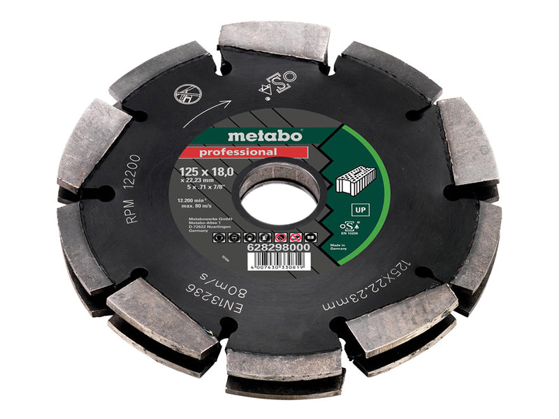 2 Row Professional UP Universal Wall Chaser Blade 125 x 18 x 22.23mm, Metabo