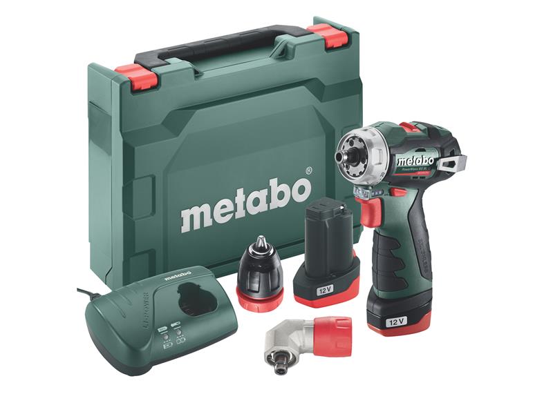 PowerMaxx BS BL Q Brushless Drill/Screwdriver 12V 2 x 2.0Ah Li-ion, Metabo