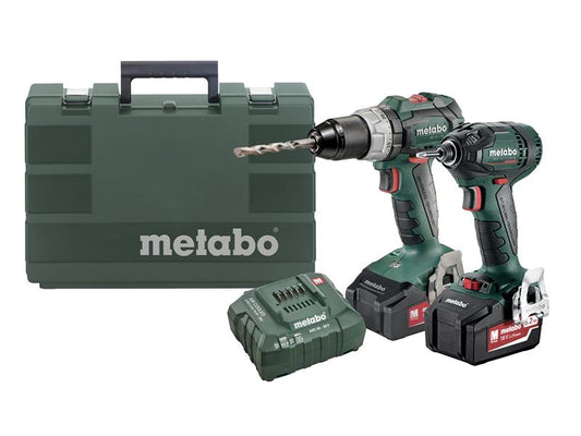 Combi & Impact Driver Twin Pack 18V 2 x 5.2Ah Li-ion, Metabo