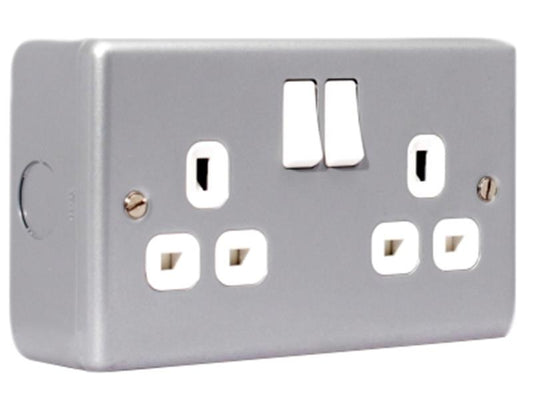 Metal Clad Switched Socket 2-Gang 13A, Masterplug