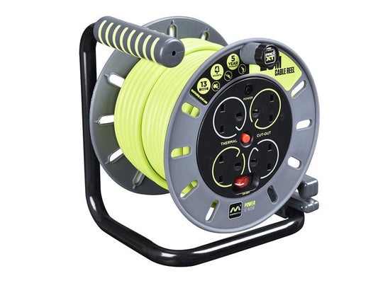 PRO-XT Open Cable Reel 240V 13A 4-Socket 25m, Masterplug