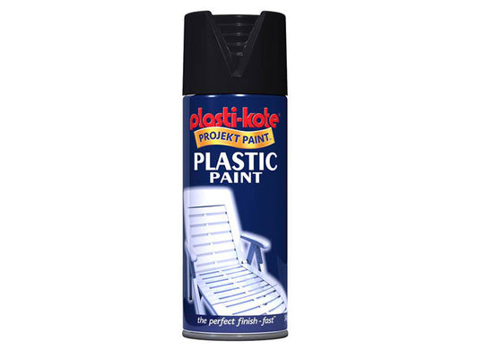 Plastic Paint Spray Black Gloss 400ml, PlastiKote